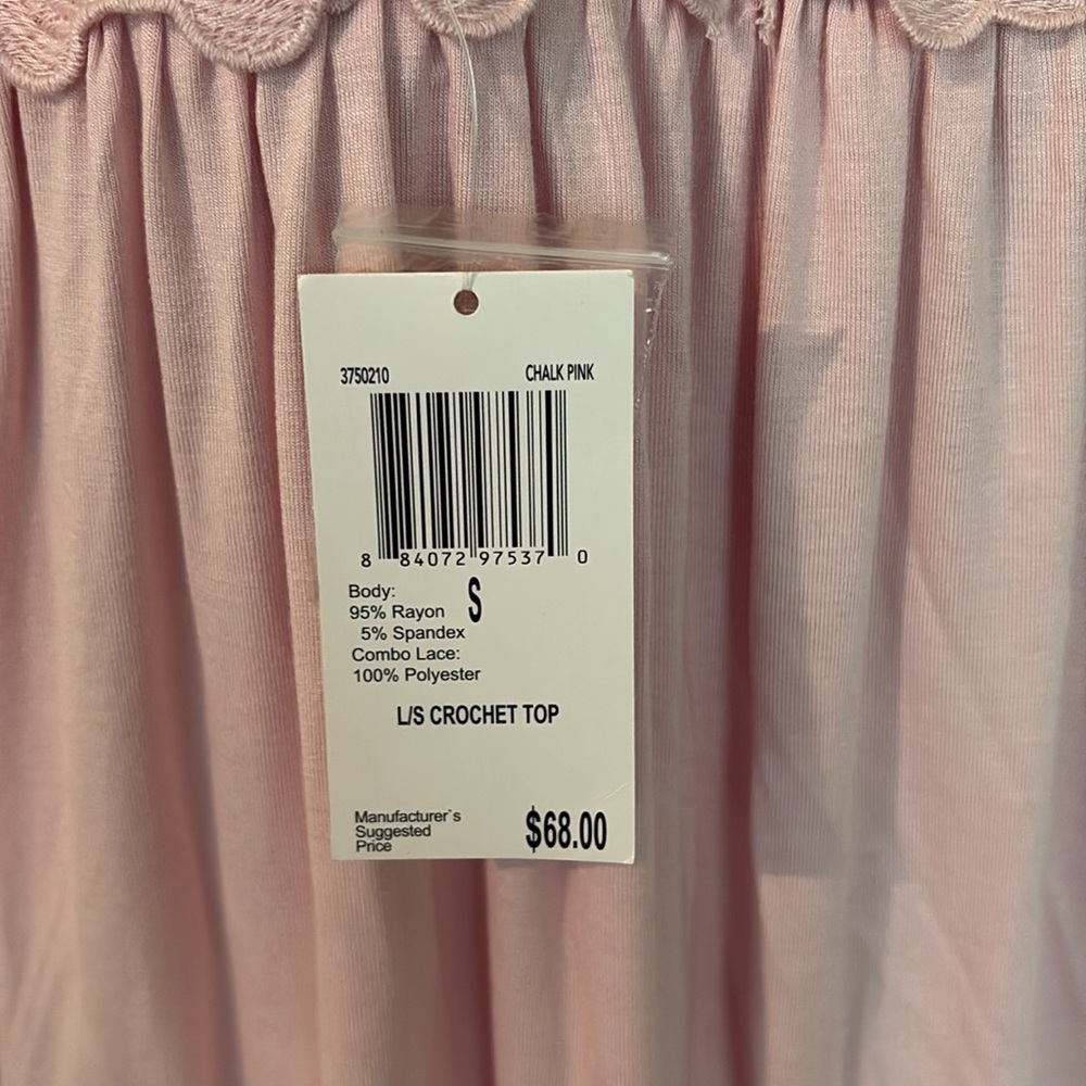 NWT $68 philosophy small pink crochet shirt 582 - Picture 6 of 7
